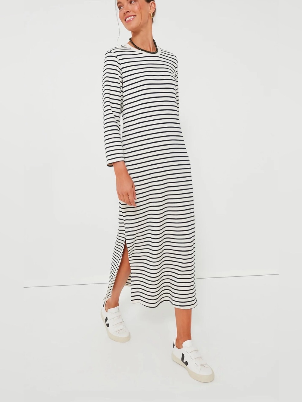 Tuckernuck Pommander Place Gio Maxi Dress in Navy Stripe Size Medium